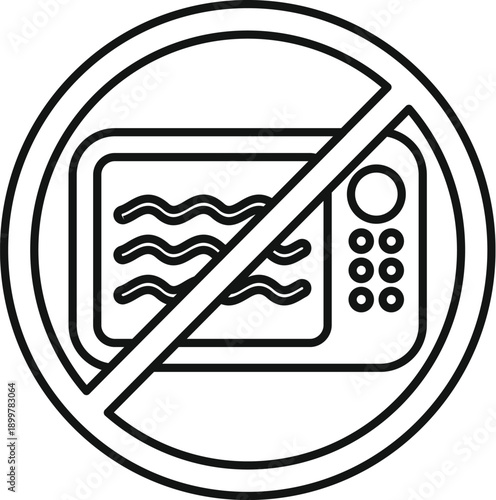 Microwave prohibition icon indicating an item is not suitable for microwave oven use