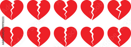 Broken Hearts Icons Set. Love, Symbol, Heart, Valentine Vector Illustration Isolate on White Background