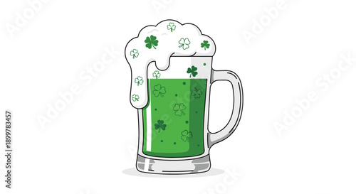 St Patrick's Day celebration with green beer and shamrocks, Generative AI.