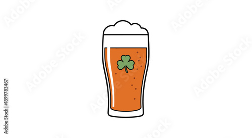 St Patrick's Day beer glass with shamrock symbol, Generative AI.