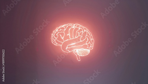 Light Drawing of a Brain With Simple Lines and Soft Glow Against a Dark Backg...
