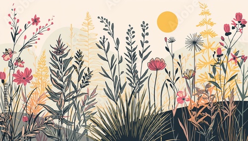 Colorful Flowers and Plants Growing Under a Bright Sun in an Outdoor Setting ...
