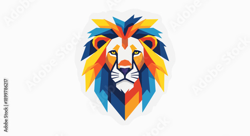 Vibrant lion head logo with colorful mane against a clean white background, featuring a stylized illustration with bold lines and bright orange, blue, and yellow hues.