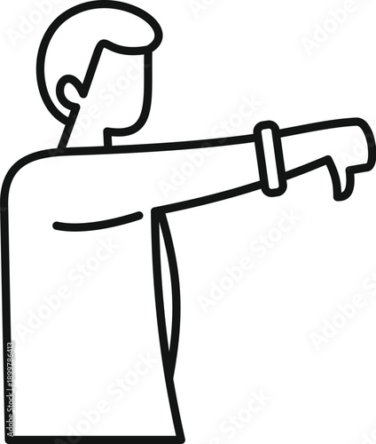 Outline depiction of a person performing a negative hand signal, symbolizing dislike