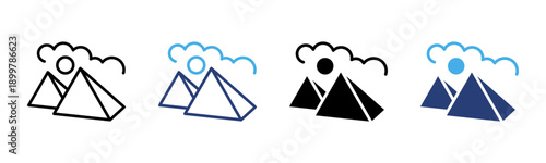 Pyramid icon set multiple style collection