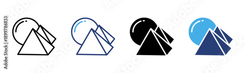 Pyramid icon set multiple style collection