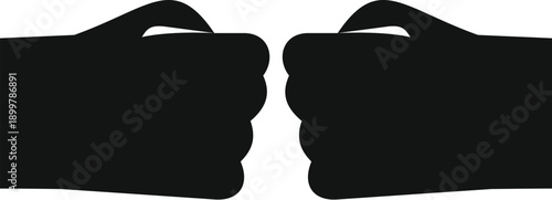 Silhouettes of two hands making a fist bump gesture representing collaboration and greeting