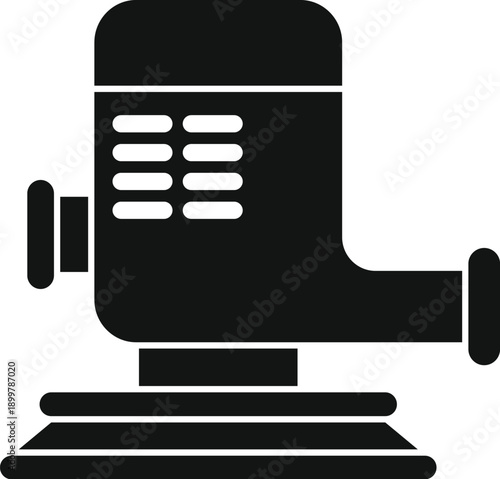 Electric orbital sander tool working on wooden surface icon