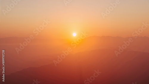 Sunrise Over Foggy Hills in the Early Morning