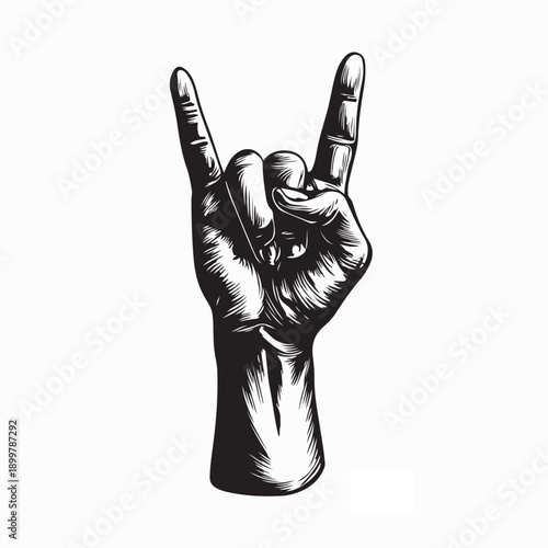 Metal Hand Gesture logo Icon Vector Illustration on White Background