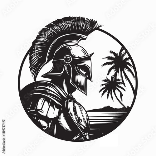 Spartan Warrior Gladiator Logo Design Vector on White Background