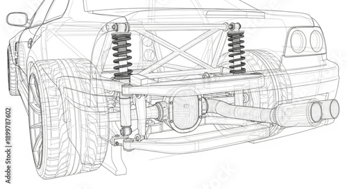 Detailed Automotive Suspension System Blueprint.
