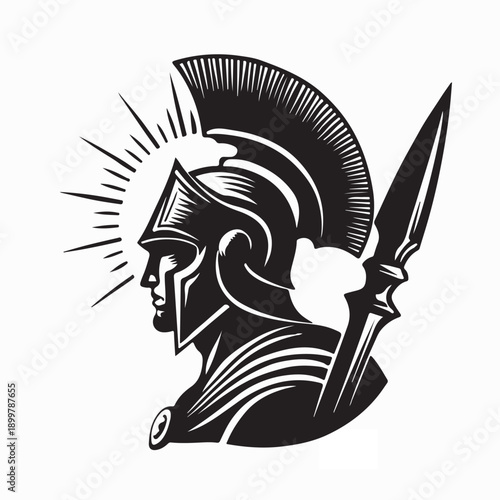 Spartan Warrior Gladiator Logo Design Vector on White Background