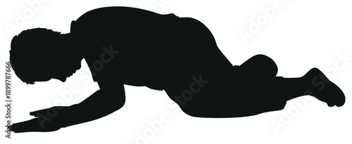 Person performing a plank exercise on a flat surface. isolated on white background, Vector, illustration