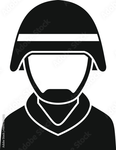 Soldier avatar wearing a protective helmet and uniform, representing military personnel