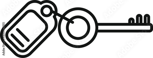Key and blank tag creating an icon for access, security, or identity