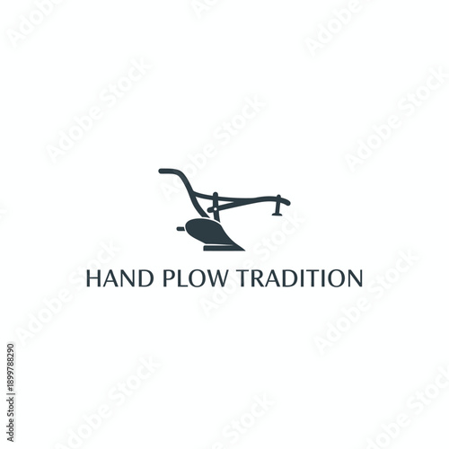 Vintage Manual Agriculture Hand Plow Logo