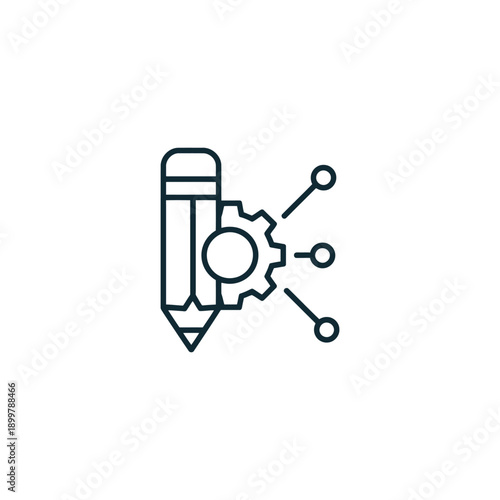 A pencil and gear icon representing creativity and mechanics
