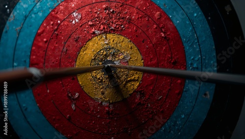 Target With Arrows on a Shooting Range During Practice at Sunset