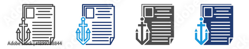nautical document icon set multiple style