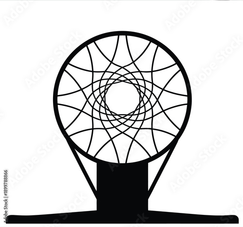 Abstract representation of a basketball hoop with intricate netting patterns isolated on white background, Vector, illustration