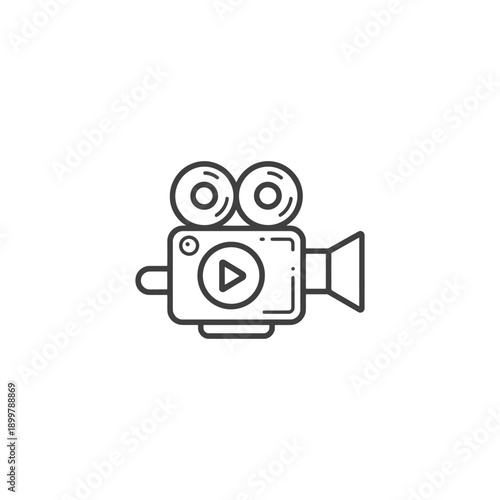 A simple line drawing of a video camera