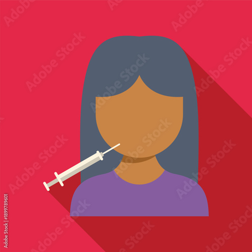 Woman receiving a facial injection in a flat design illustration style
