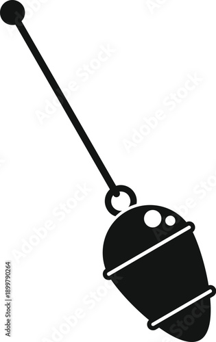 Fishing float bobber hanging on a line, representing angling and outdoor recreation