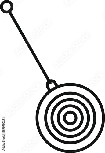 Yo yo toy with string in simple black and white line art