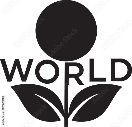 World earth with leaf plant logo, eco friendly global environment symbol