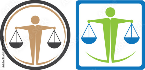 Justice Scale Human Figure Logo for Law Firm and Legal Brand