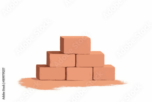 Brick stack on white background. Illustration of a stack of bricks. Illustration of stack of bricks. 