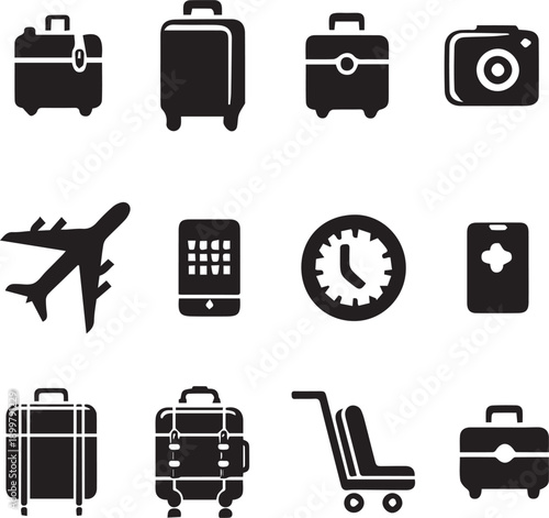 travel icons set vector