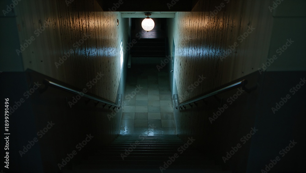 Fototapeta premium Lighted Tunnel With Gray Walls and Patterned Floor During Nighttime