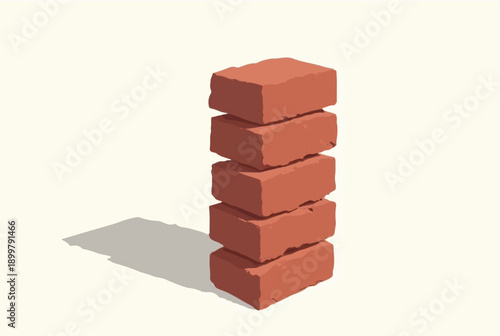 Brick stack on white background. Illustration of a stack of bricks. Illustration of stack of bricks. 