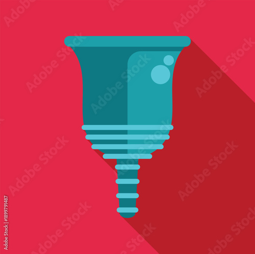 Reusable silicone menstrual cup providing sustainable feminine period protection in a flat design