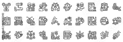 Financial Advisor Icon Collection Set. Clean Outline Style Icon Vector Illustration.