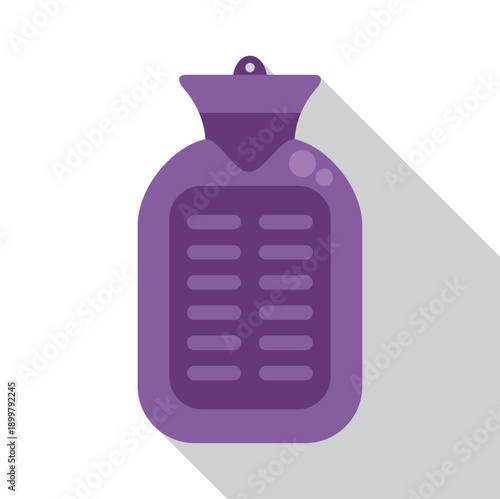 Purple rubber hot water bottle offering heat therapy for pain relief