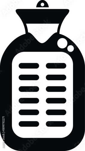 Hot water bottle icon on white background representing comfort and pain relief