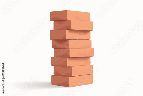 Brick stack on white background. Illustration of a stack of bricks. Illustration of stack of bricks. 