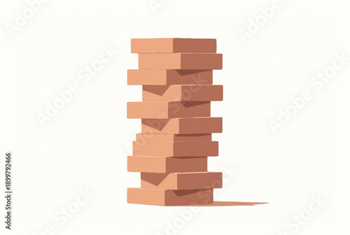 Brick stack on white background. Illustration of a stack of bricks. Illustration of stack of bricks. 