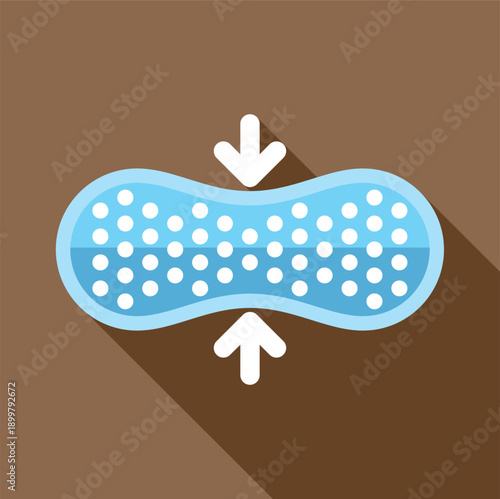 Memory foam object showing compression and expansion with arrows