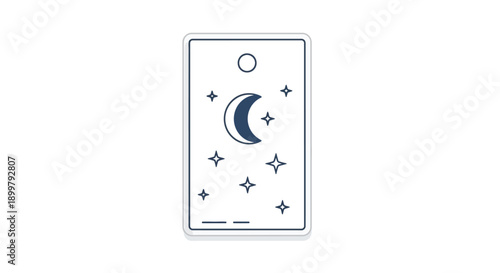 Mystical Celestial Card Icon with Moon and Stars Design for Nighttime Themes and Fortune Telling