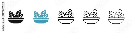 Canvas Print Salad line icon set