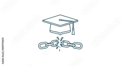 Graduation Cap Shattering A Broken Chain Symbolizing Academic Freedom and Overcoming Obstacles
