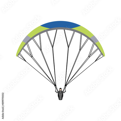 Simple color vector icon of paragliding harness and canopy with flat modern style. Ideal for apps, websites, sport presentations, outdoor adventure graphics, and educational content.