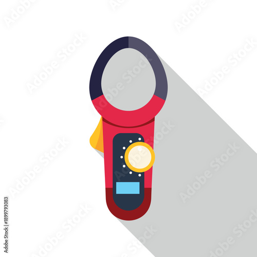 Clamp meter icon measuring and testing electrical current and voltage in flat design