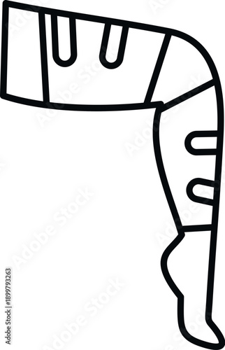 Human leg wearing orthopedic brace helping injury recovery