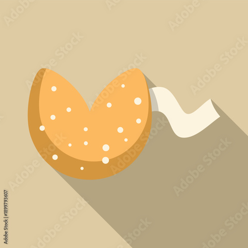 Fortune cookie showing a paper slip with a prediction, bringing good luck and future