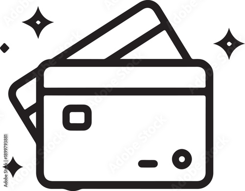 Credit card / debit card line art icon for apps and websites